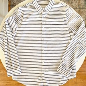lululemon athletica White and Black Striped Casual Button Down Shirt